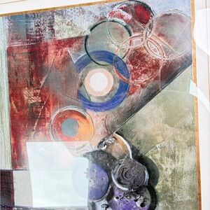 Abstract Geometric Wall Art - Gray, Purple, Red